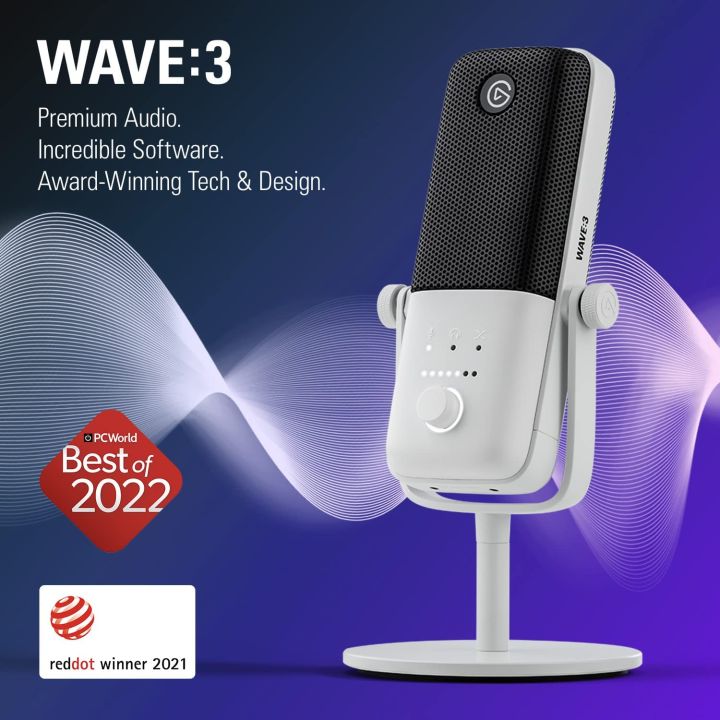 elgato-wave-3-microphone-white-ไมโครโฟนเกรดห้องสตูดิโอ-ของแท้-ประกันศูนย์-2ปี