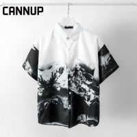 CANNUP เสื้อฮาวาย เสื้อผ้าผู้ชาย Ins ฤดูร้อนอินเทรนด์วินเทจพิมพ์สไตล์เกาหลีชิคฮาวายเสื้อชายหาดสำหรับผู้ชาย เสื้อเชิ้ตลำลอง 2021 ใหม่ 3