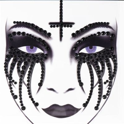 【YF】 Halloween Fake Tattoo Skull Bone Face Art Jewelry Rhinestone Sticker for Carnival Night Clubbing Makeup Body