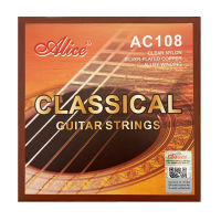 6 Strings Alice A108-N Original Classical Guitar Strings Set Clear Nylon Silver-Plated Copper Alloy Wound Normal Tension