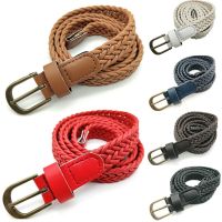 Womens Ladies Kintted Belts Elastic ided Stretch Canvas Casual