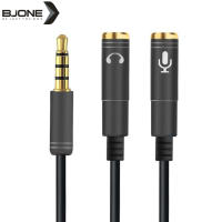 BJONE Universal 2 in 1 3.5mm Stereo Audio Male to Female Headset Mic Y Splitter Cable Adapter Connector for Mobile phone r29