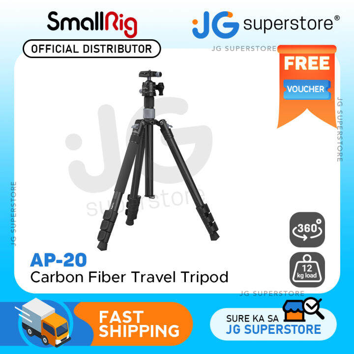 SmallRig AP-20 4-Section Carbon Fiber Travel Tripod with 12kg Load ...