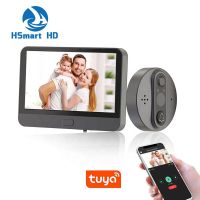 รองรับกล้องตาแมว Tuya 1080P ระบบเสียงไร้สายออดไร้สายระบบอินเตอร์คอมวิดีโอหน้าจอสัมผัส4.3นิ้ว