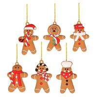 Christmas Gingerbread Man 6pcs Christmas Tree Ornaments Cute Gingerbread Figurines Party Favors for Christmas Tree Wall Room Decorations presents