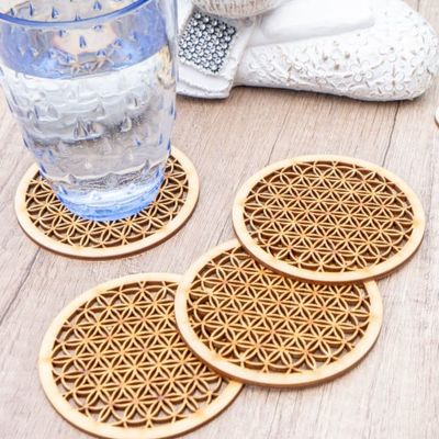 202110pcs Flower Of Life cut beermat place mat wood coasters Wood Gift