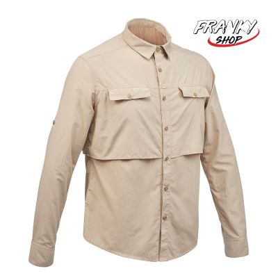 [พร้อมส่ง] เสื้อเชิ้ตสำหรับเทรคกิ้งในทะเลทราย Mens Long Sleeved Anti-UV Desert Trekking Shirt DESERT 500 Beige