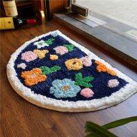 Semicircle cute cartoon animation anti-skid water absorbent floor mat bathroom floor mat household flower car