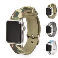 ஐ Camouflage Soft Silicone Sports Band for Apple Watch Series 1 2 3 4 38MM 42MM Rubber Watchband Strap for 40MM 44MM iWatch Series