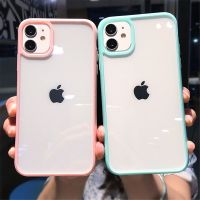 Floveyoo เคสโทรศัพท์กันกระแทกสีแคนดี้ใสสำหรับ iPhone 12 13 Mini 11 Pro Max XR X XS Max 7 8 Plus SE 2020ฝาหลัง