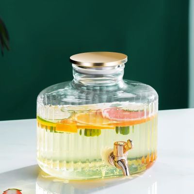 GIANXI Glass Water Jug Large Capacity Transparent Cold Water Bottle Household Heat-Resistant Lemon Tea Scented Tea Pot