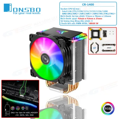 Tản Nhiệt CPU Jonsbo CR1400 LED ARGB 5V - Tản Nhiệt Khí CPU 4 Ống Đồng