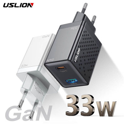 USLION 33W GaN USB C Charger Laptop PD Fast Charging For Iphone 14 13 Type C Quick Charger QC4.0 PD 3.0 US/UK/EU/KR Plug Charger