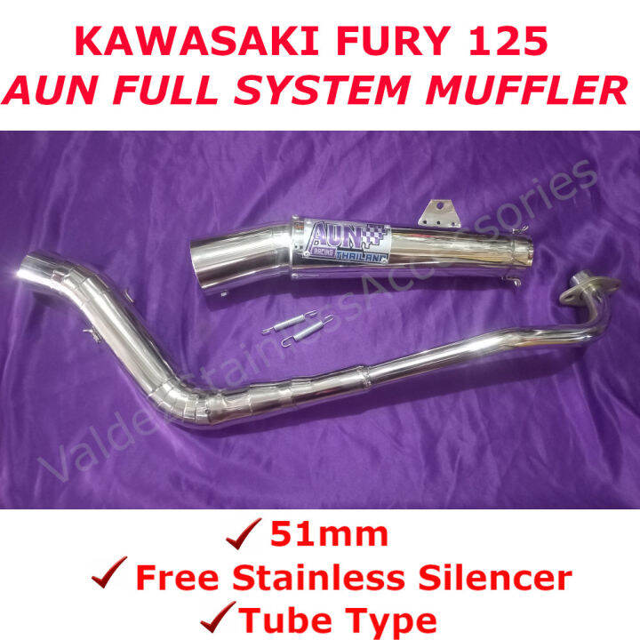 Kawasaki Fury 125, New Full System Open Muffler Aun , Stainless Open 