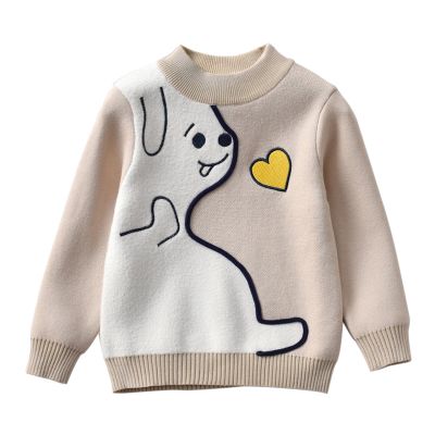 Boys Autumn sweater soft Integrated velvet Children Cartoon Pattern sweaters Kid Long Sleeve Pullover Girl Toddler Clothing Coat