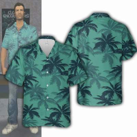 Watak Permainan Baju Lelaki Baru A Yang Sama Lengan Pendek Cuba Besar Hawaiian Cetak Percutian Musian 3D Panas