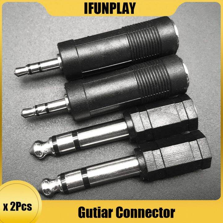 2Pcs Jack 6.35 Mono3.5Mm Audio Connector Adapter 6.35MM Mono Plug To 3.5 STEREO/MONO JACK Guitar