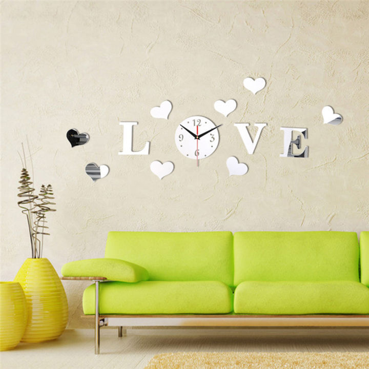 sanwood-ไม้พาย-ผลกระจก3d-นาฬิกาติดผนังรูปหัวใจแห่งความรักสติกเกอร์-diy-ตกแต่งบ้านศิลปะแบบแอนะล็อก