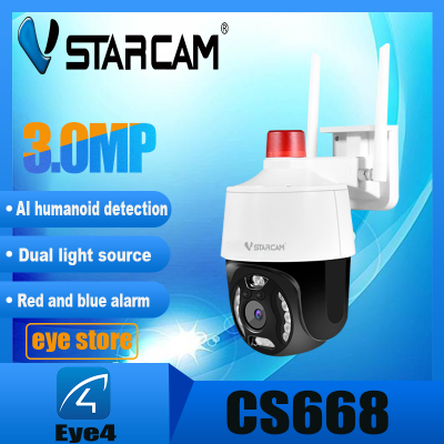 Vstarcam CS668 ใหม่2021 ความละเอียด 3MP(1296P) กล้องวงจรปิดไร้สาย Outdoor ภาพสี มีAI+ สัญญาณเตือนสีแดงและสีน้ำเงิน