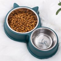 overturning double bowl cat dog and medium-sized feeding pet supplies