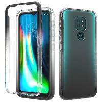 Motorola Moto G9 Play Case, RUILEAN Transparent 2-in-1 Gradient Shockproof Case for Motorola Moto G9 Play