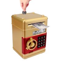 《Huahua grocery》ของขวัญสำหรับเด็กกระปุกออมสินอิเล็กทรอนิกส์เลื่อนอัตโนมัติกระดาษธนบัตรเงินฝากอัตโนมัติเงินสดเหรียญประหยัดกล่อง ATM รหัสผ่านกล่องเงินเงินและธนาคาร