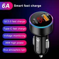 PD USB Car Charger USB LCD Display Mini Quick Charge 3.0 6A 36W QC3.0 Fast Charger For iPhone 12 Huawei Xiaomi Type C Phone Car Chargers