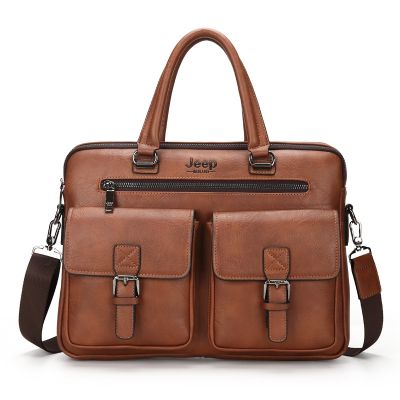 ❒ 2021 New Mens Large Capacity Business Commuting Shoulder Bag Zipper PU Soft Surface One Shoulder Messenger Handbag