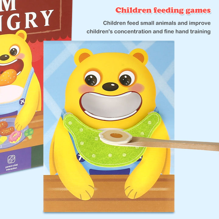 จำลองเกมให้อาหารของเล่นสำหรับการจำลองบ้านเกมให้อาหารของเล่นสำหรับ3-ทุกเพศเด็กวัยหัดเดินจำลองเกมให้อาหารของเล่นไม้น่ารักหมีช้อนการฝึกอบรมของเล่นมอนเตสซอรี่วิจิตรมอเตอร์พัฒนาการของเล่นจำลองเกมให้อาหารขอ