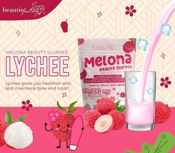 Milk Lychee Melona Beauty Slurpee Collagen Drink 10 Sachets By Beauty