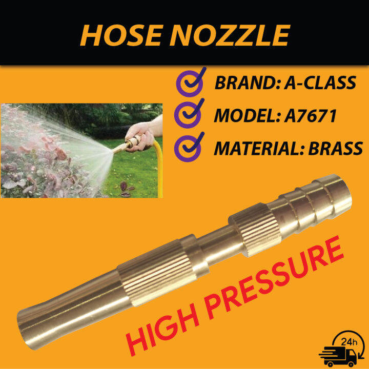 Brass Hose Nozzle High Pressure Adjustable Twist Host Garden Hose Water