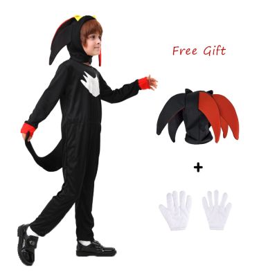Halloween Children Luxury Black Sonic Blue Bag For Kids Game Character Boys Christmas Theme Party Role Playing Dress 3-14Y