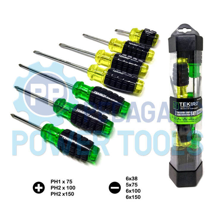 TEKIRO OBENG SET 7 PCS GAGANG KARET PLUS MINUS SCREWDRIVER CG0934 ...