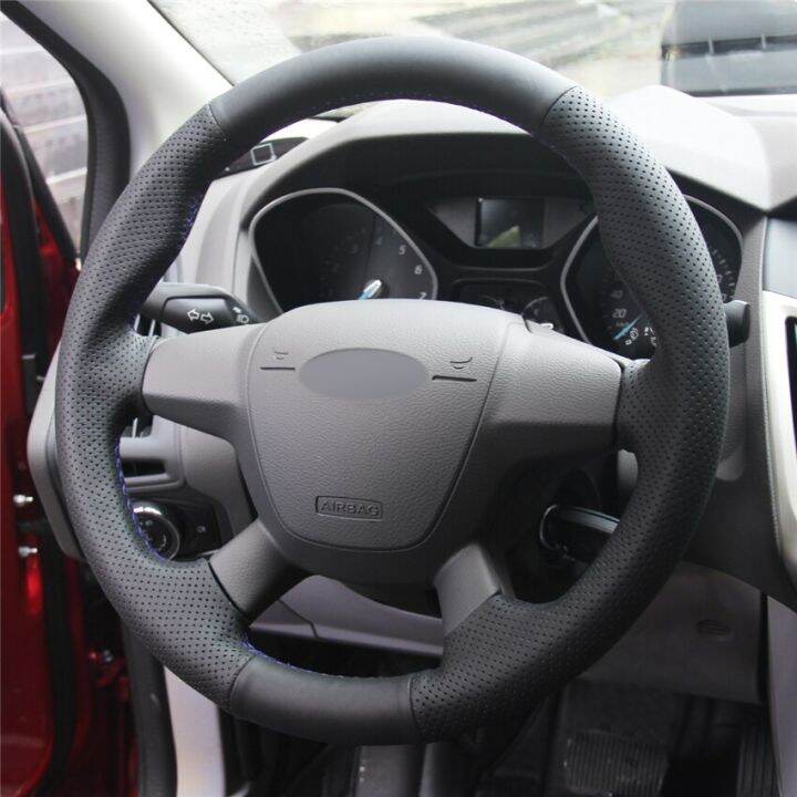 hand-stitched-สีดำประดิษฐ์-anti-slip-soft-พวงมาลัยรถสำหรับ-ford-focus-3-2012-2014-kuga-escape-2013-2016