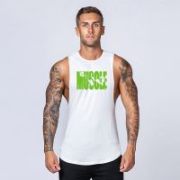 Muscle Guys Gym Bodybuilding Casual Sleeveless Loose Print Tank Tops Summer Breathable Cotton Mens Fashion Hip Hop O Nesk Shirt