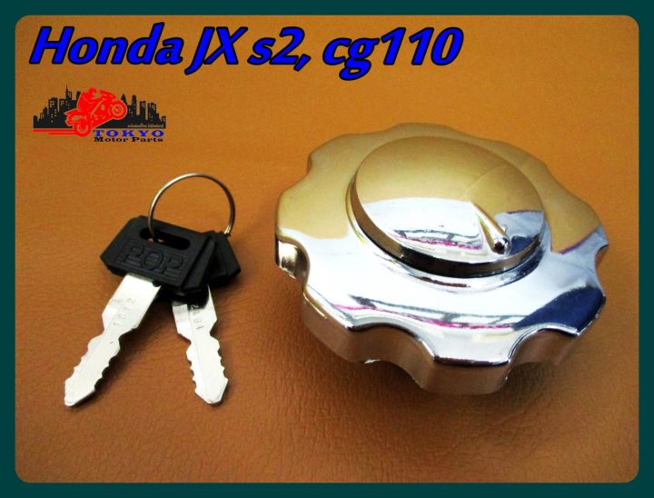 honda-jx-s2-cg110-fuel-tank-cap-chrome-amp-key-set-ฝาถังน้ำมันเบนซิน-ชุบโครเมี่ยม-พร้อม-กุญแจ
