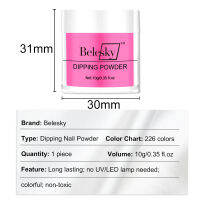 Hot Belesky 10G Dipping Nail Powder 2 In 1อะคริลิค Glitter แกะสลัก Extension เล็บ Glitter Dust Power ตกแต่งเล็บ