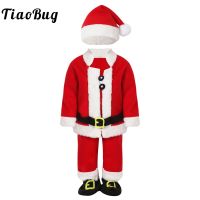 Christmas Kids Santa Claus Costume Toddler Baby Red Xmas Clothes Party Red Dress Up Set For Children New Year Santa Claus Suit