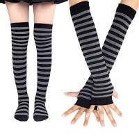 【CC】ஐ¤  1 Set Over Knee Printed Thigh Cotton Socks Arm Sleeve Gloves Size Overknee