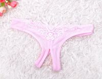 Underpants Erotic Hot Lingerie Sexy Pearl with Briefs Crotch Open Underwear Sexy String G Lace Panties Sexy Crotchless Women