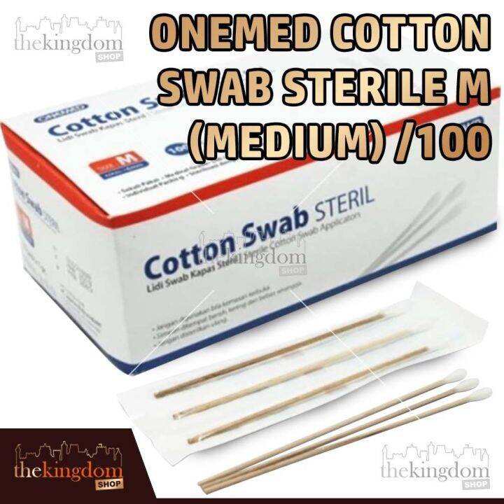Onemed Cotton Swab Steril M Medium /100 Lidi Bud Kapas Sterile Reguler