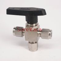 Fit For 10mm O/D Tube 304 Stainless steel Tee 3 Ways Compression fitting shut off Ball Valve 915 PSI PN 6.4