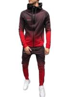 [COD] Printed logo European size cross-border mens gradient suit zipper hooded matching casual jogging sportswear