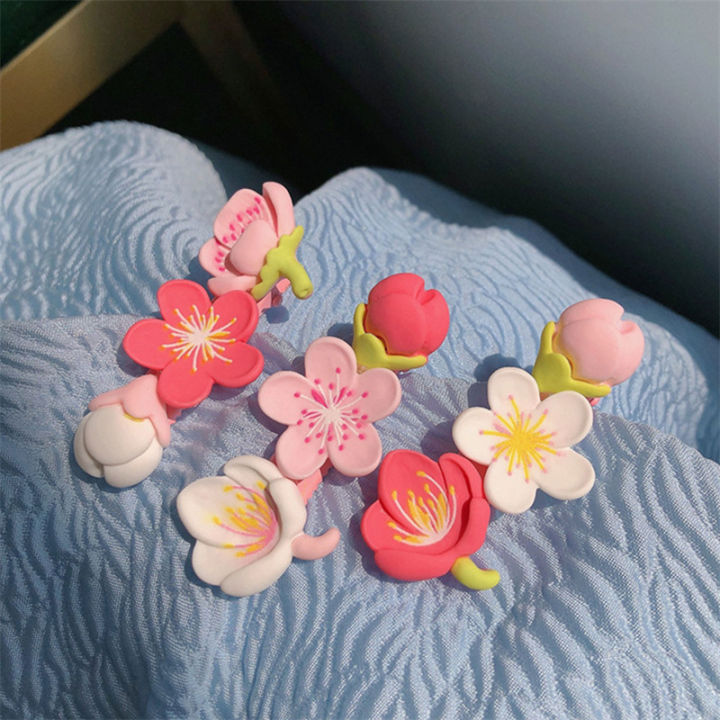 ที่ติดผมสีชมพูซากุระบานสีพีชเครื่องประดับผมกิ๊ฟติดผมดอกไม้หวานผู้หญิงหญิงสาว
