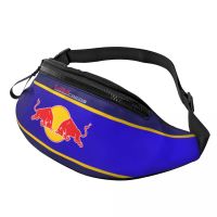 Cool Red Double-Bull Fanny Pack Men Women Crossbody Waist Bag for Running Phone Money Pouch Running Belt