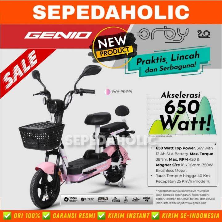 Sepeda Listrik GENIO ORBY 2.0 BY UNITED 350 Watt 12 AH Electric E Bike ...