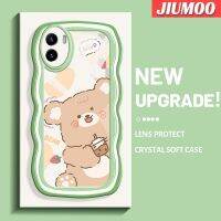 JIUMOO เคสสำหรับ VIVO Y15s Y15a Y01เคสลายการ์ตูนหมีดีไซน์ใหม่ชานมคอลอร์ขอบเป็นลอนเคสมือถือกันกระแทกแบบใสนิ่มเคสโปร่งใสลายกล้องถ่ายรูปฝาครอบป้องกันซิลิกาเจลที่สร้างสรรค์