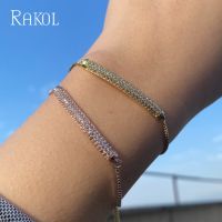 {Match maker}} RAKOL ปรับขนาดสร้อยข้อมือเทนนิสสำหรับผู้หญิงที่ละเอียดอ่อนสีขาว Cubic Z Irconia วางซ้อนกันได้สร้อยข้อมือแฟชั่นพรรคของขวัญเครื่องประดับ