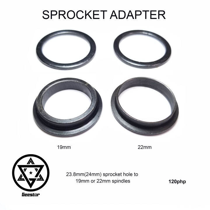 Sprocket Adapter Washer Spacer 23.8mm hole to 19mm 22mm Spindles BMX ...