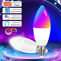 【 Stock】ONLYE Wifi สมาร์ทหลอดไฟ E14เทียนโคมไฟ RGB + CW + WW 5W 7W 9W Tuya Smart Life APP ควบคุมเสียงเข้ากันได้กับ Alexa Go-โอเกิลแสง